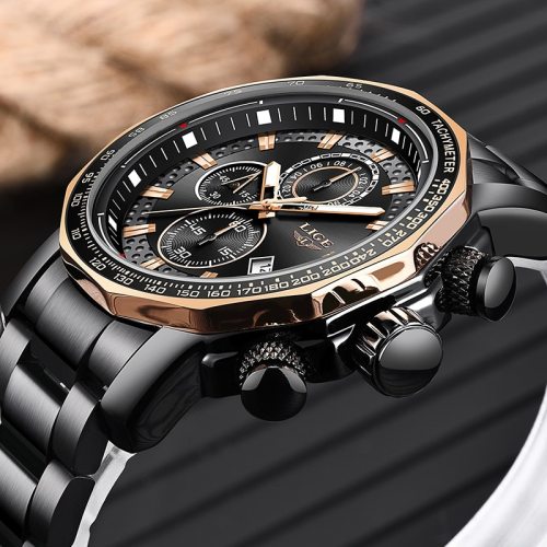Fashion Mens Watches Luxury Stainless Steel Waterproof Quartz Watch Men Top Brand Business Chronograph