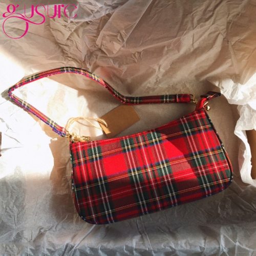2020 hot sale vintage retro bags designer ladies hand bag French plaid red bag woman elegant bolsa feminina shoulder bag
