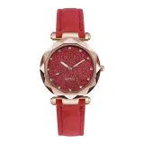Casual Women Romantic Starry Sky Wrist Watch Leather Rhinestone Designer Ladies Clock Simple Dress