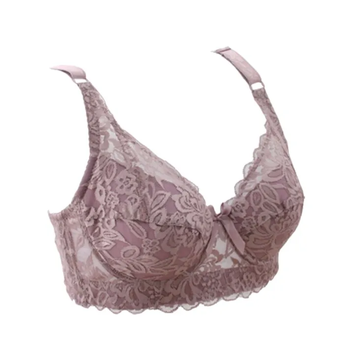 2020 Sexy Full Lace Women's Bras Push Up Coverage Flower Adjustable  Intimates Bowknot Underwear Plus Size