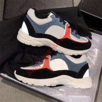 2020 Designer Calfskin Reflective Sneaker Women Black Platform Shoes Men Vintage Basketball Sneaker Real Leather Trainers with