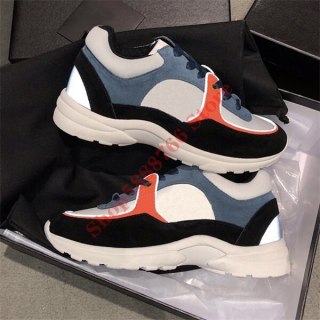 2020 Designer Calfskin Reflective Sneaker Women Black Platform Shoes Men Vintage Basketball Sneaker Real Leather Trainers with
