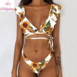 Rubylong 2019 Ruffles Bikini Women Sexy Vintage Swimsuit Brazilian Thong Bikini Set Female Retro Swimwear Push Up Bathing Suit