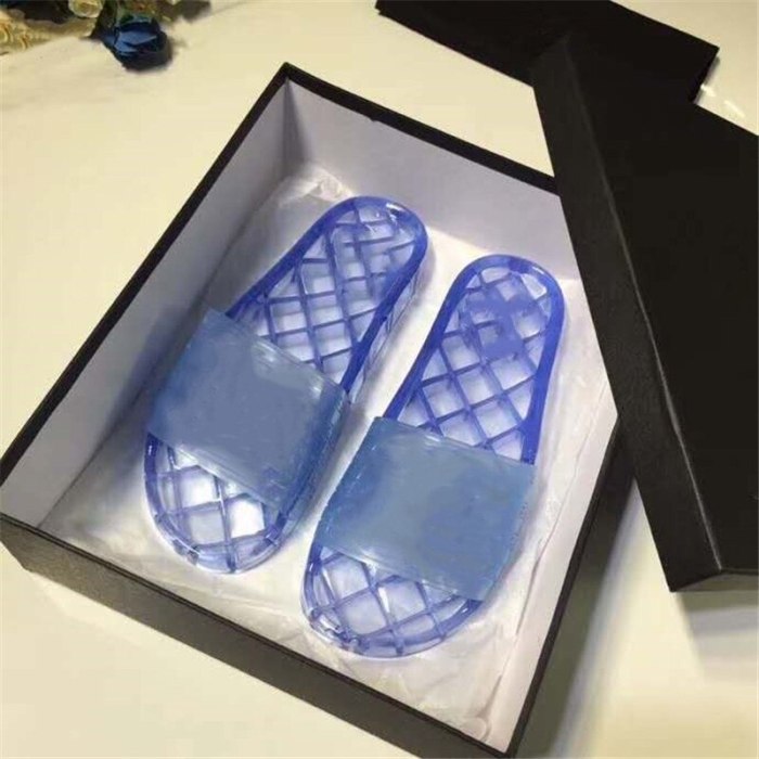 2020 womens clear jelly fashion Flip Flops luxe transparent PVC slides sandals flats designer slippers with box dust bags