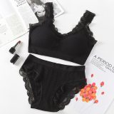 Women Sexy Push Up Underwear Bra Set Sports Lace Bra Set Top High Impact For Fitness Padded Running Jogging Gym Wear Female Bra