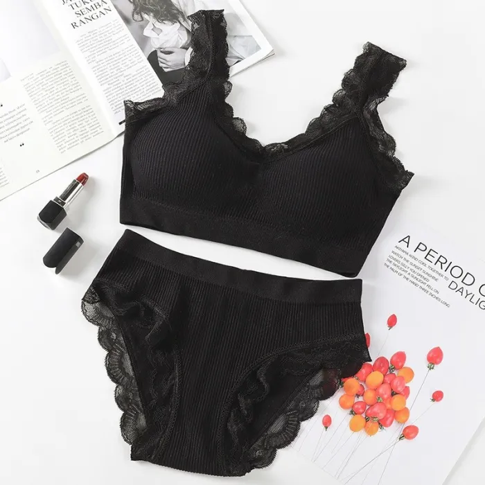 Women Sexy Push Up Underwear Bra Set Sports Lace Bra Set Top High Impact For Fitness Padded Running Jogging Gym Wear Female Bra