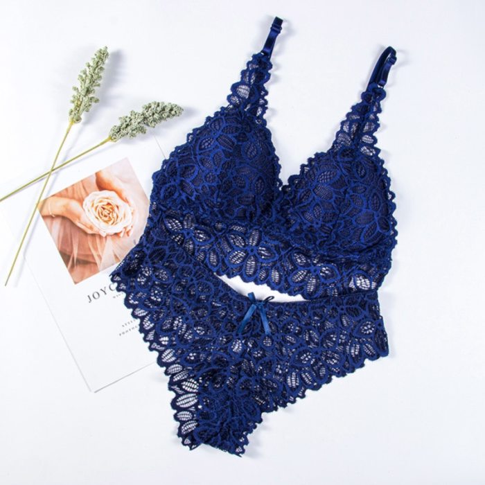 Women Lace Bra & Brief Sets Seamless Underwear Backless Vest Sexy Padded Bralette Lingerie Ultrathin Bra Sets Female Intimates