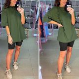 Casual solid outfits women's two piece suit with belt Home loose sports tracksuits fashion bicycle suit summer hot 2020