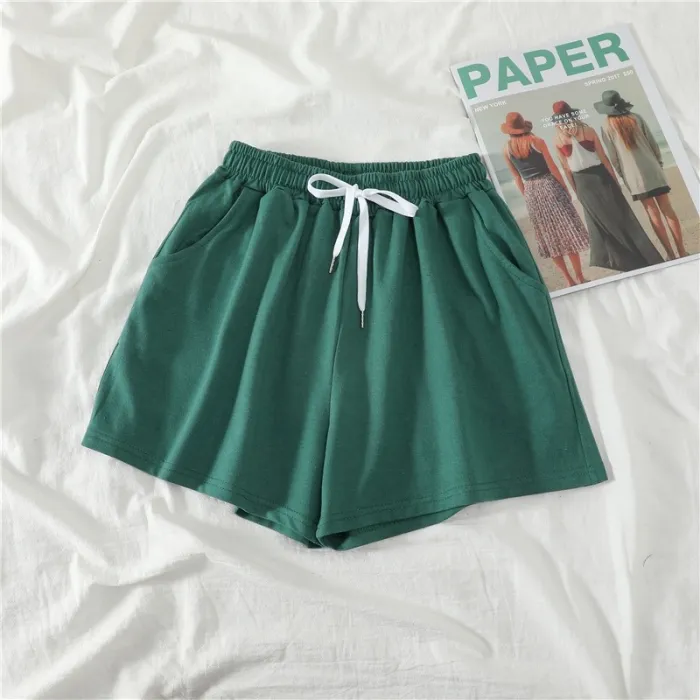 Women Shorts Summer Casual Solid Drawstring shorts high waist loose shorts for girls Soft Cool female short M-2XL