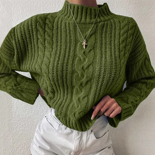 Knitted Turtleneck Sweater Women Autumn Ladies Solid Pullover Sweater Korean Style Female Long Sleeve Knit Jumpers Femme