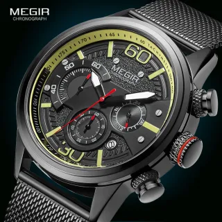 Men's Sport Watches 2020 Luxury Chronograph Quartz Watch Fashion Waterproof Mesh Strap Wristwatches Men
