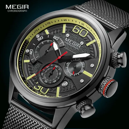 Men's Sport Watches 2020 Luxury Chronograph Quartz Watch Fashion Waterproof Mesh Strap Wristwatches Men