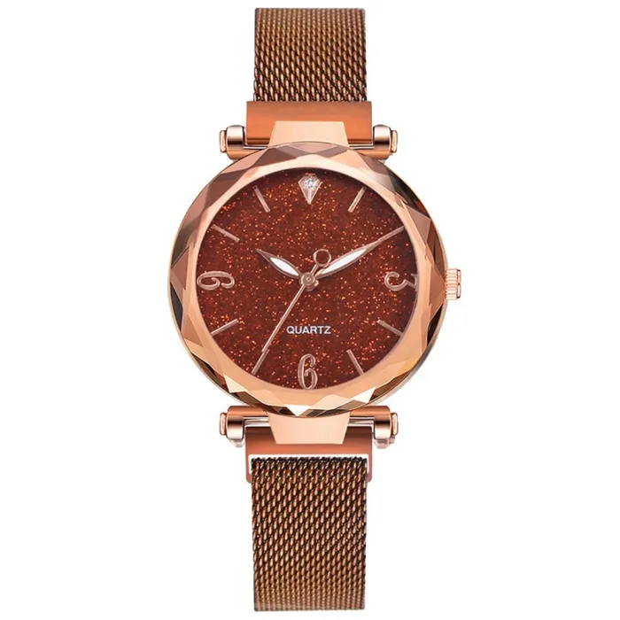 Rose Gold Women Watch 2020 Top Brand Luxury Magnetic Starry Sky Lady Wrist Watch Mesh Female Clock
