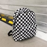 2020 New Unisex Black White Plaid Nylon Female Travel Daypack Laptop Backpack Girls Book Schoolbag Casual Rucksack Women Bags