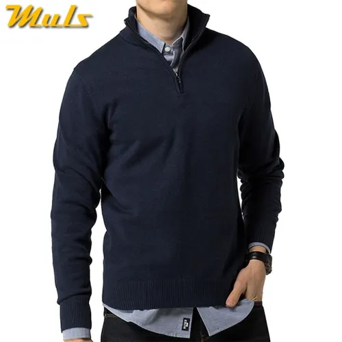 2019 Thicken Polo Sweaters Men Pullover Winter Warm Cotton Knitted Half Zipper Sweater Pullover Male Jumper Autumn Spring Jersey