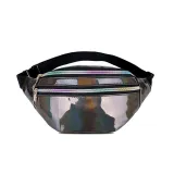 2019 Holographic Women Silver Laser Bum Bag Travel Shiny Waist Bags Fashion Girls Pink Leather Hologram Hip Bag