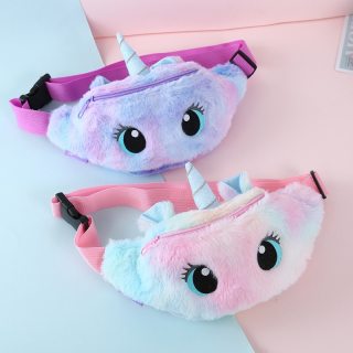 2020 New Cute Unicorn Female Waist Bag Kids Fanny Pack Cartoon Plush Women Belt Bag Fashion Travel Phone Pouch Chest Bag