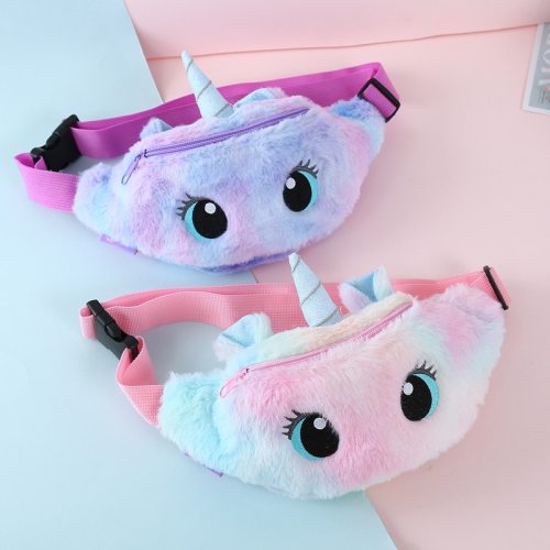 2020 New Cute Unicorn Female Waist Bag Kids Fanny Pack Cartoon Plush Women Belt Bag Fashion Travel Phone Pouch Chest Bag