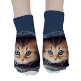 New 3D Print Funny Cute Cartoon Kitten Unisex Short Socks Creative Colorful Multiple Cat Face Happy Low Ankle Socks For Women