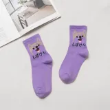 Japanese Kawaii Women Animals Cartoon Tube Socks Cute Egg Rabbit Panther Cotton Long Socks Female and Ladies Pink Milk White Sox