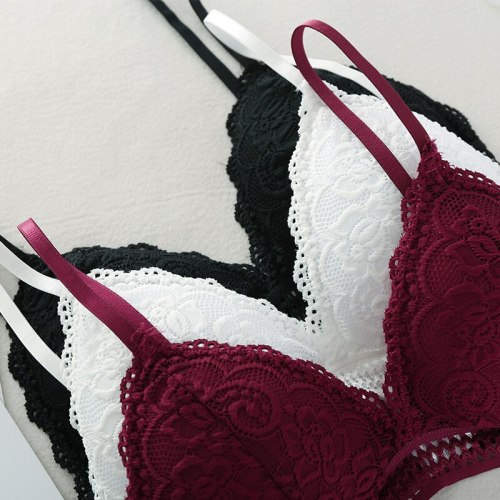 Sexy Seamless Deep V Lace Women Bra Wireless Thin Underwear Sexy Lingerie Lace Bras