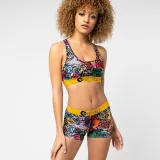 VAZN Camouflage Colorful Printed Sexy Two Piece Set Spaghetti Strap Sleeveless Crop Top And Sheath Short Pants Tracksuit LS6222