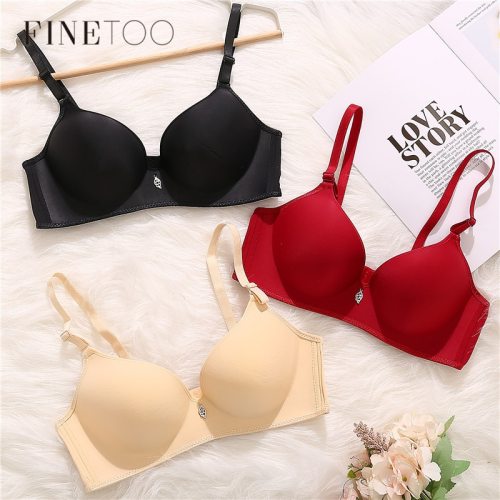 FINETOO Breathable Sexy Underwear Female Wire Free Bra For Women Ladies Fashion Push Up B C Cup Bra Comfortable Wireless Bra New