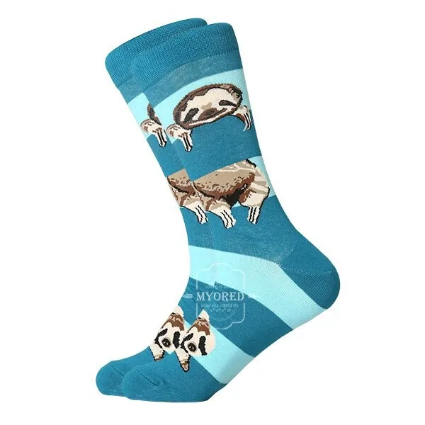 MYORED 2019 date men dress color comfortable pair roller skateboard for causal reason funny wedding socks socks shark geometry