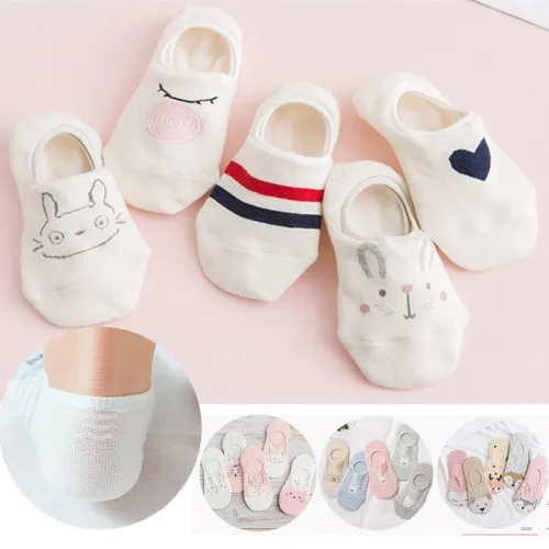 5Pairs  Arrivl Women Socks funny Fruits Cute Happy Silicone Slip Invisible Cotton Sock 35-40