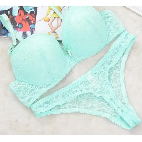 Luxury Sexy Thong France Embroidered Lace Bra Sets For Women Push Up Bra And Panty Set Underwear Sets