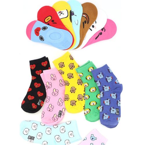 Summer Women's Short Socks Funny Candy Color Cotton TATA COOKY CHIMMY SHOOKY MANG KOYA RJ Korea Funny Cartoon Invisible Socks