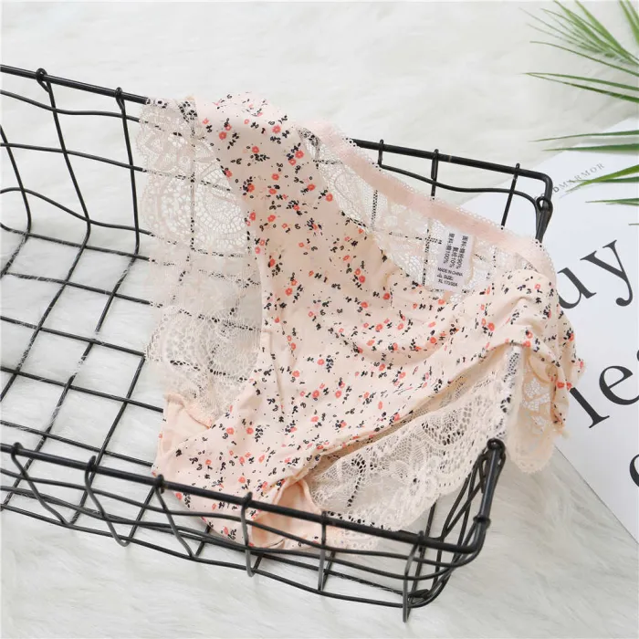 Fashion Women's Sexy Lace Panties Seamless Underwear Briefs Leopard Ice Silk for Girls Bikini Cotton Crotch Transparent Lingerie