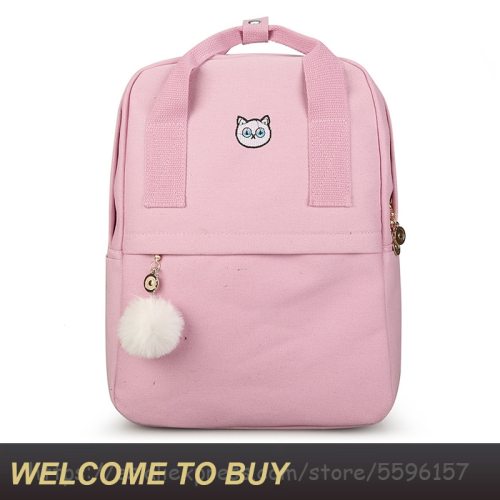 2020 New Korean Version Canvas Backpack Embroidered Pattern Women Portable Outdoor Travel Backpack For Teenager Girl School Bags