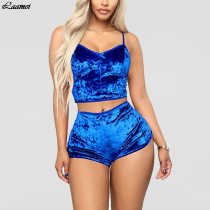 Sexy Lingerie Sets Two Pieces Bra Sets Velvet Underwear Ladies Intimates Tops And Pants Sleepwear Sets Clothing Sleepwear