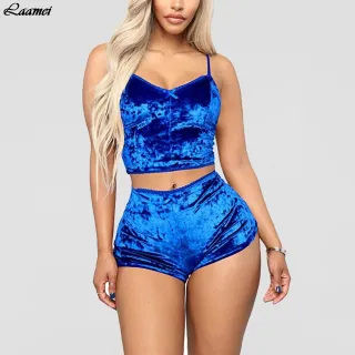Sexy Lingerie Sets Two Pieces Bra Sets Velvet Underwear Ladies Intimates Tops And Pants Sleepwear Sets Clothing Sleepwear