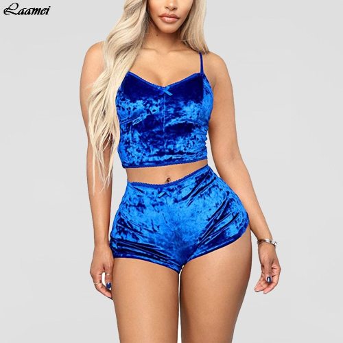 Sexy Lingerie Sets Two Pieces Bra Sets Velvet Underwear Ladies Intimates Tops And Pants Sleepwear Sets Clothing Sleepwear