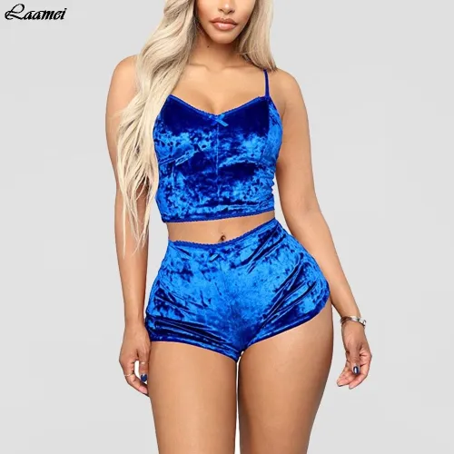 Sexy Lingerie Sets Two Pieces Bra Sets Velvet Underwear Ladies Intimates Tops And Pants Sleepwear Sets Clothing Sleepwear