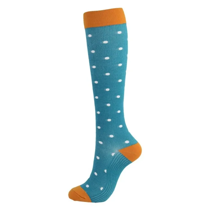 Compression Socks Men Women Nylon Yarn Outdoor Sports High Long Tube Stockings Running Socks Happy Dot Marathon Unisex Fun