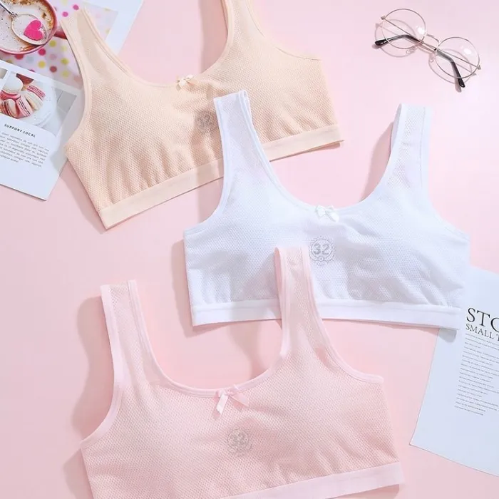 Cotton Soft Teenage Girls Underwear Bras Sports Kids Puberty Girl Bra Young Students Sport Training Bra for Children Underwears