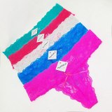 8color Gift full beautiful lace Women's Sexy lingerie Thongs G-string Underwear Panties Briefs Ladies T-back  3pcs/Lot xah11
