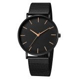 Fashion Casual Watch Womens Metal Hour Quartz Wristwatch Simple Mesh Black Stainless Steel Bracelet saa