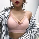 DropShipping One-Piece Bra Wire Free Hollow Out Bras for Women Solid Seamless Underwear Lingerie Breathable Padded Women Bras