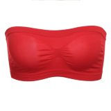 Women Seamless Tube Top Breathable Strapless Bandeau Bra Underwear without Pad ropped Hollow Stretch Layer Solid Strapless Bra