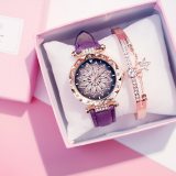 2019 Women Watches Set Starry Sky Ladies Bracelet Watch Casual Leather Sports Quartz Wristwatch Clock