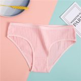 FINETOO Women's Underpants Soft Cotton Panties Girls Solid Color Briefs Striped Panty Sexy Lingerie Female Underwear M-XL Panty