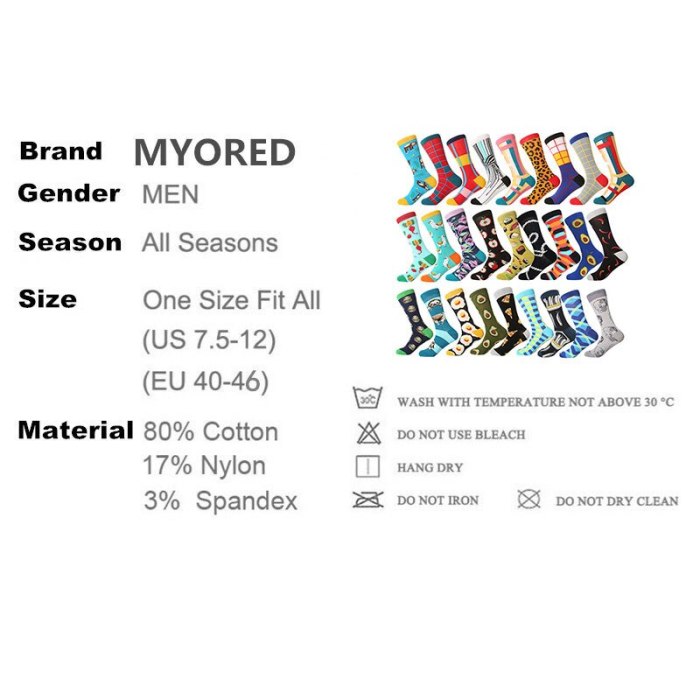 MYORED 2019 date men dress color comfortable pair roller skateboard for causal reason funny wedding socks socks shark geometry