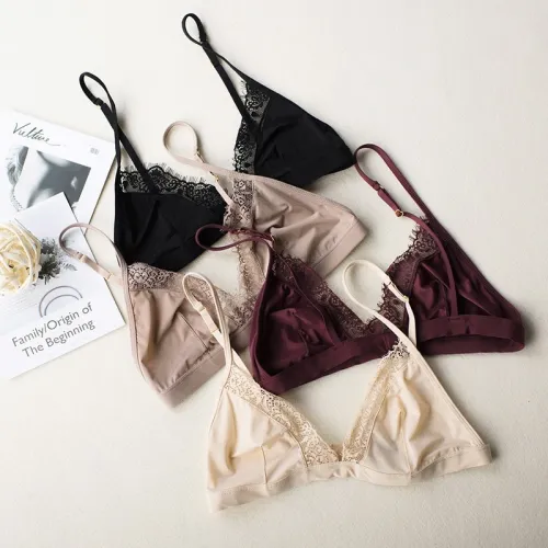 Unlined Smooth Women Female Bralette Sexy Lace Comfortable Wirefree Ladies Bra One Piece Bikini Bras Light Weigt Breathable
