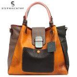 Retro Color Leather Patchwork Shoulder Bag Ladies Italian Leather Hobo Women Vintage Tote Female Crossbody&Messenger HandBag