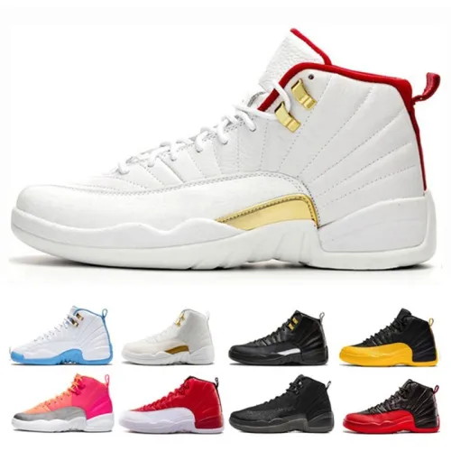 Men Basketball Shoes Retro 12 Playoff Gym Red White Black Flu Game Royal Ball Hot Gold Sports Sneaker Trainers Size  7-12