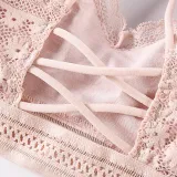French women's lace sexy lace bra seamless deep V lace thin wireless bra triangle cup underwear sexy female underwear soft bra